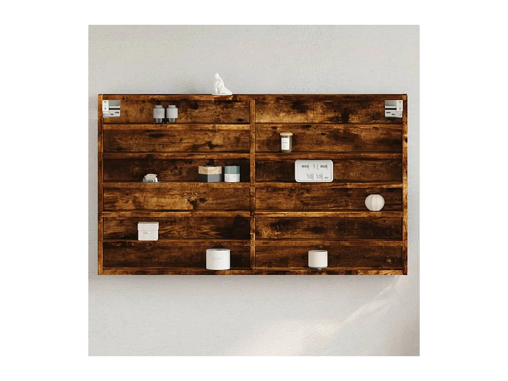 Vitrinekast 100x8,5x58 cm bewerkt hout gerookt eikenkleurig