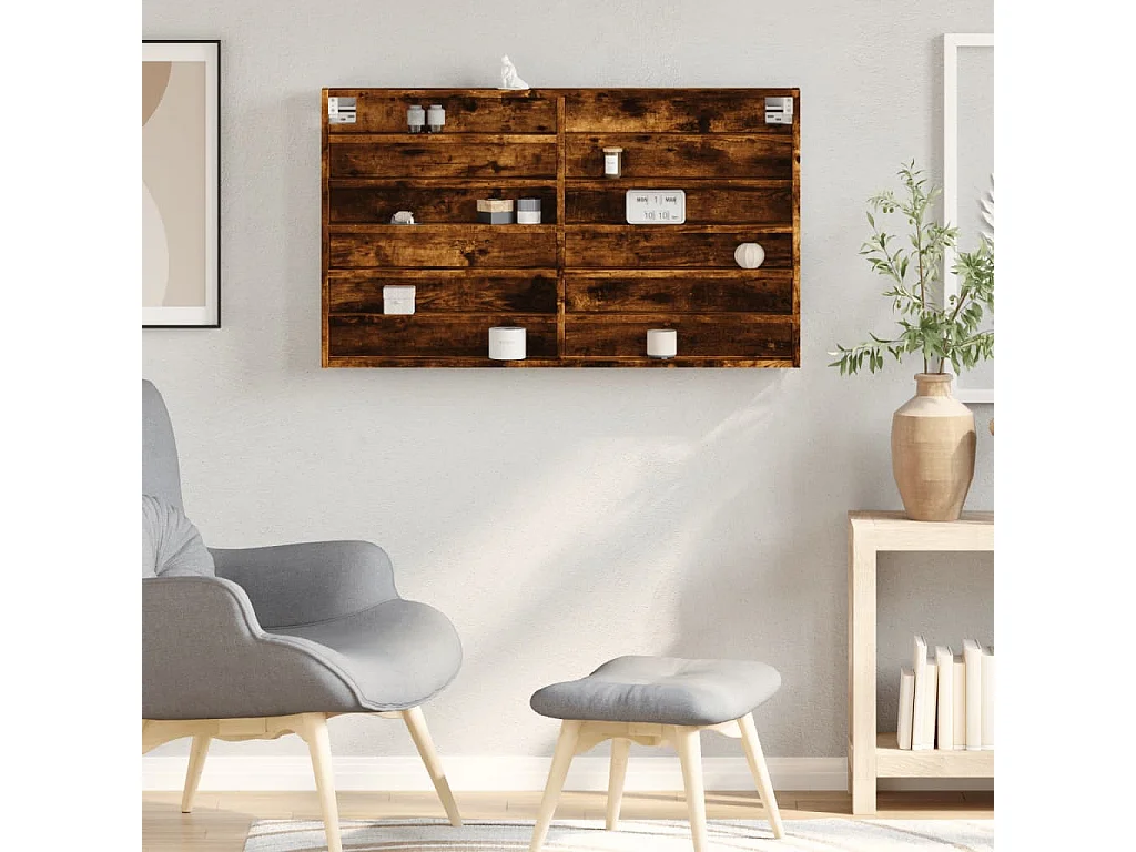 Vitrinenschrank Räuchereiche 100x8,5x58 cm Holzwerkstoff