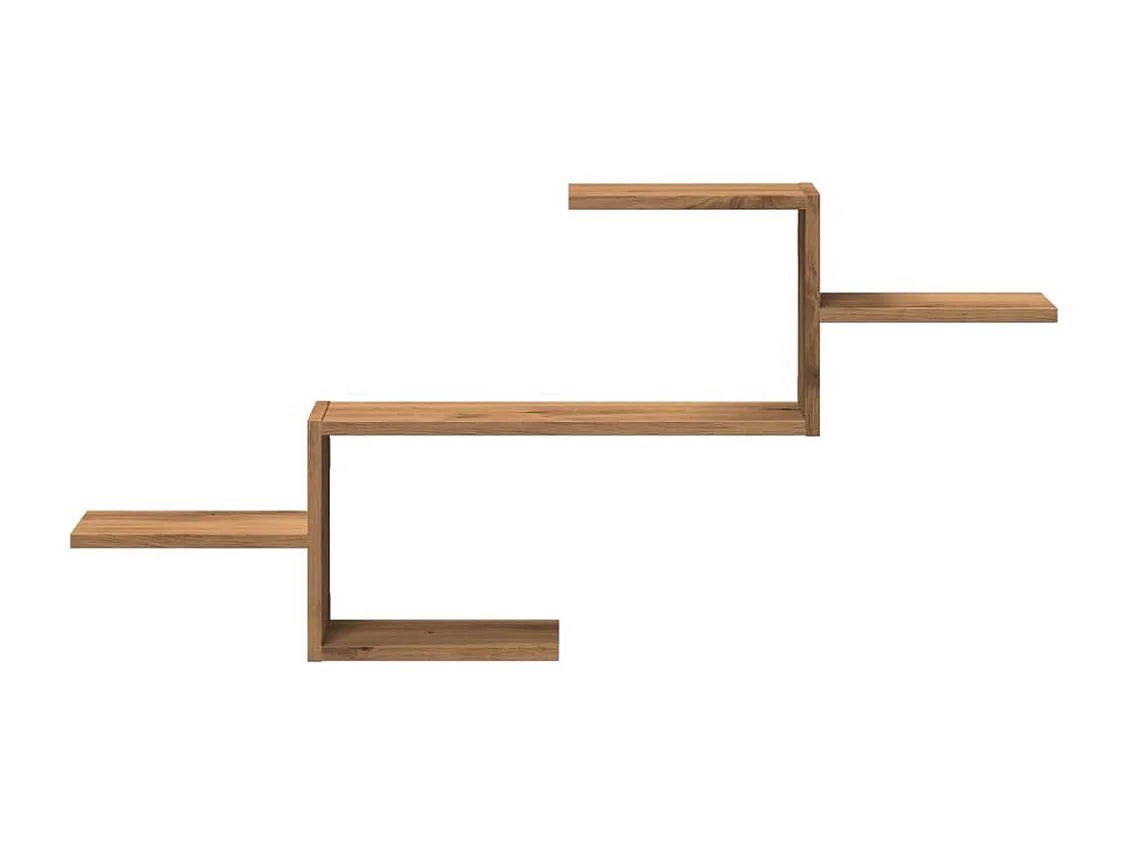 Wandschap 104x15x49 cm bewerkt hout artisanaal eikenkleurig