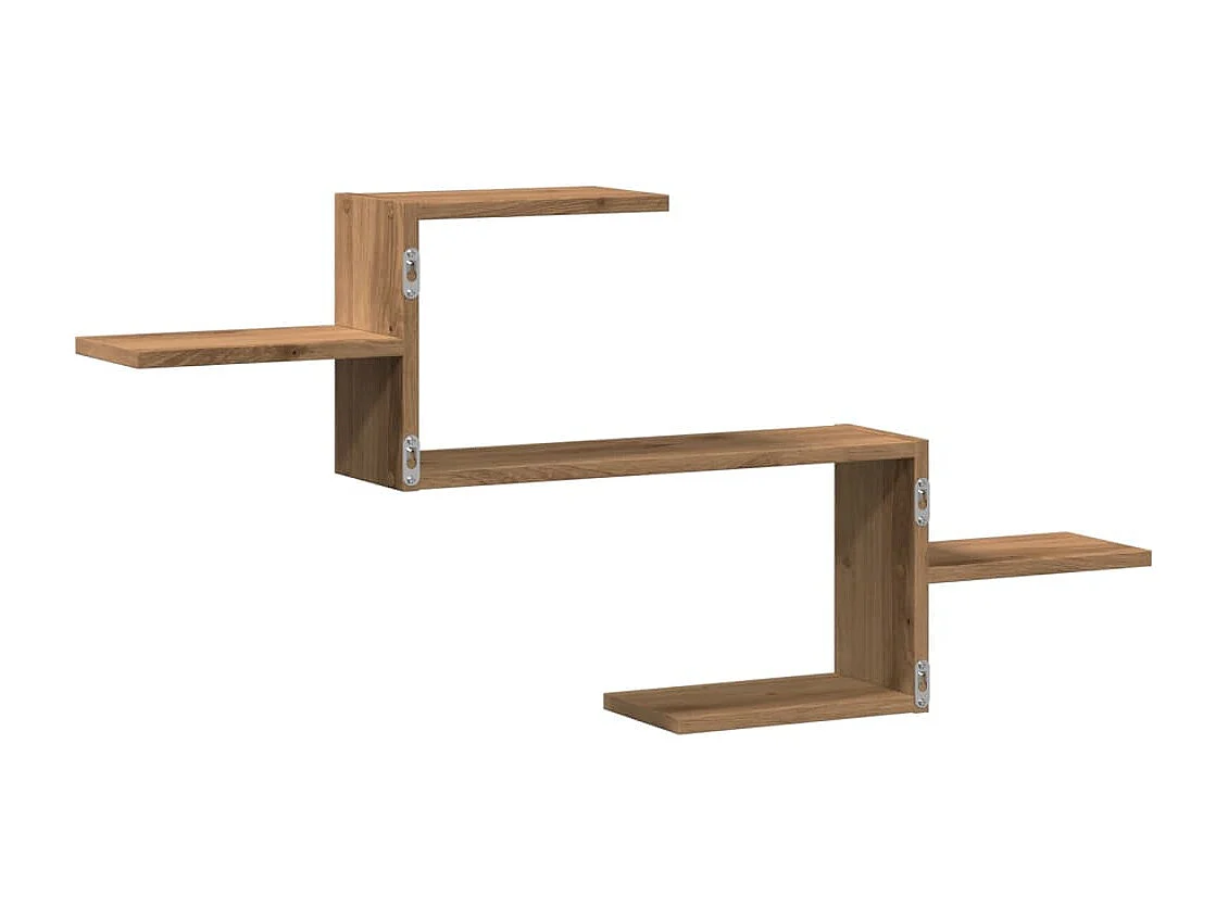 Wandschap 104x15x49 cm bewerkt hout artisanaal eikenkleurig