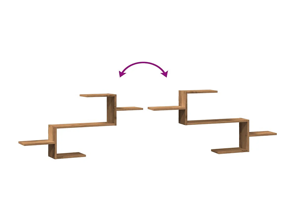 Wandschap 104x15x49 cm bewerkt hout artisanaal eikenkleurig