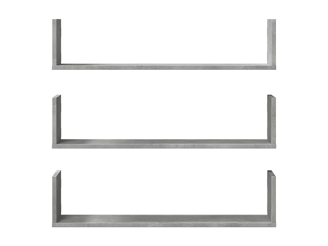 Étagères murales 3 pcs gris béton 80x18x18 cm bois d'ingénierie