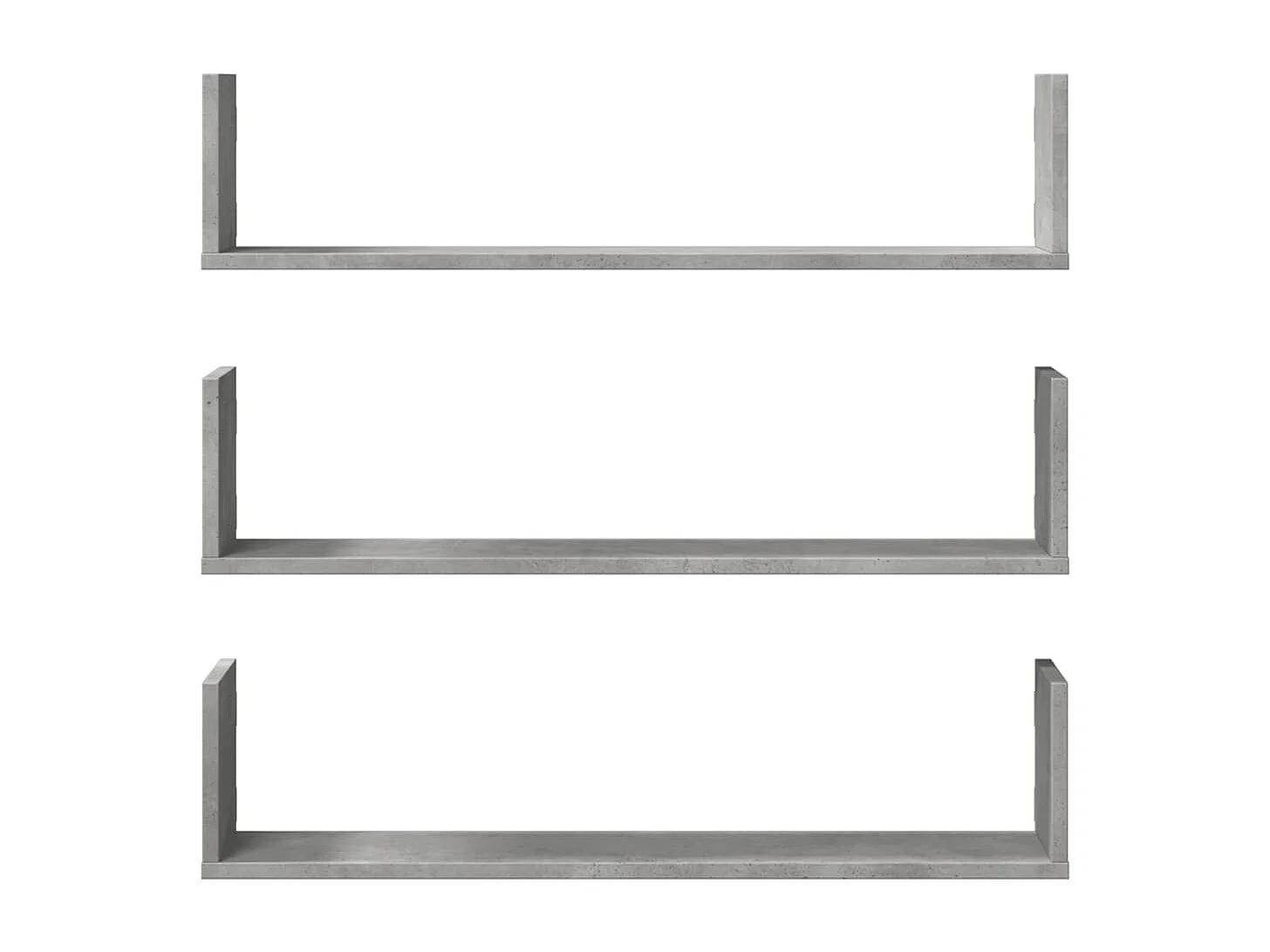 Étagères murales 3 pcs gris béton 80x18x18 cm bois d'ingénierie