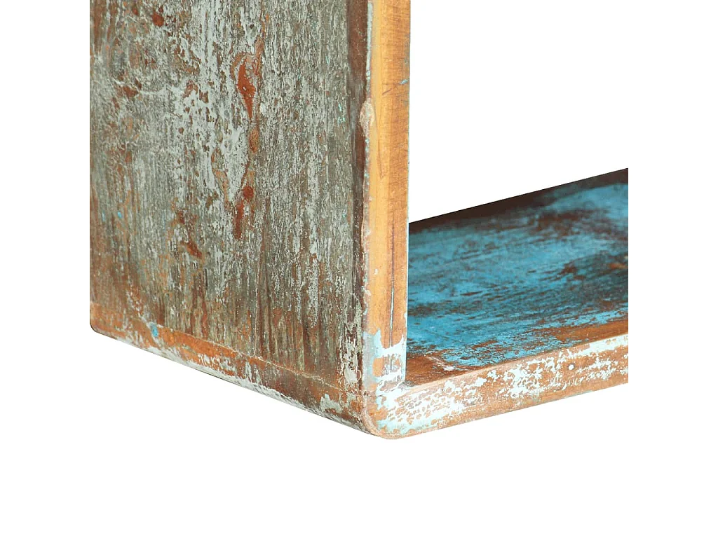 Juego de estantes cubo de pared 3 pzas madera maciza reciclada