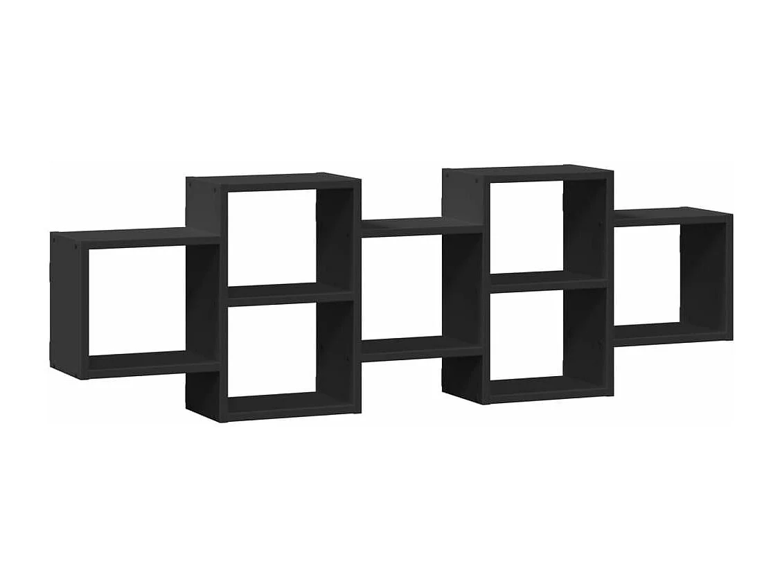 Estantería de pared madera de ingeniería negra 129x18x42 cm