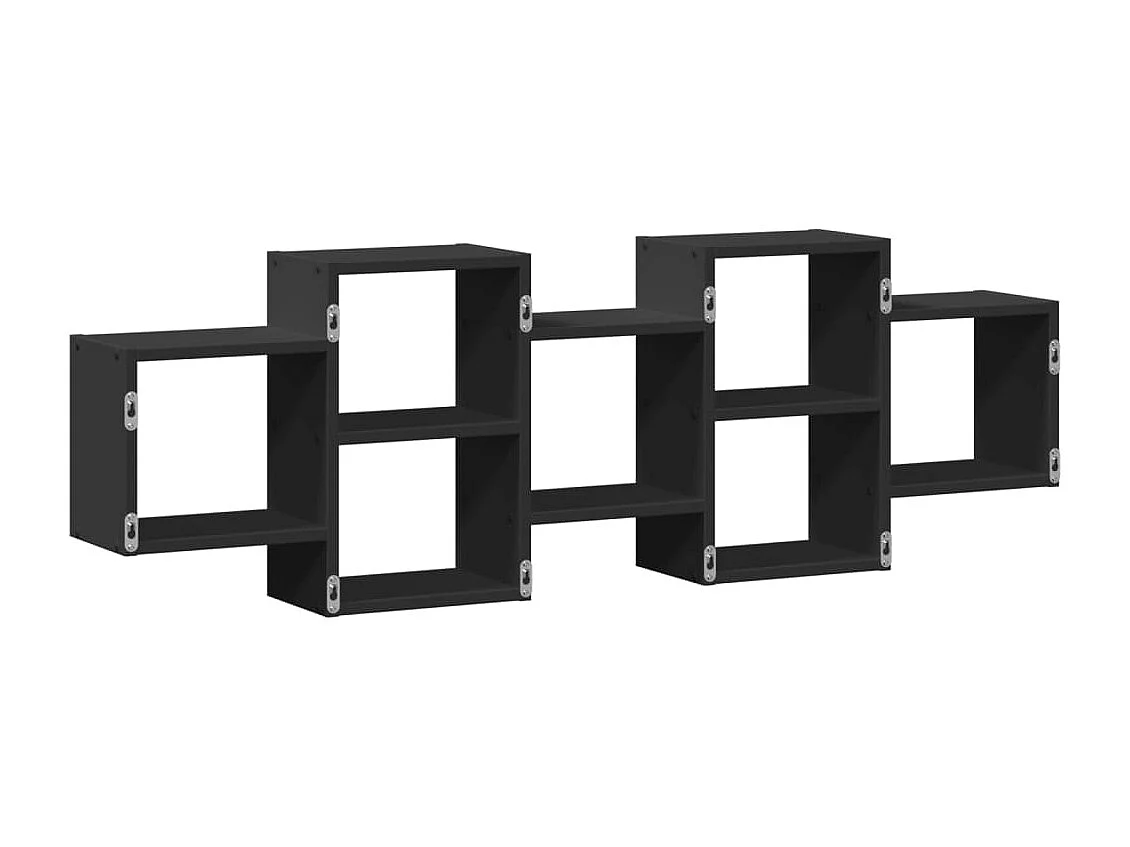 Estantería de pared madera de ingeniería negra 129x18x42 cm