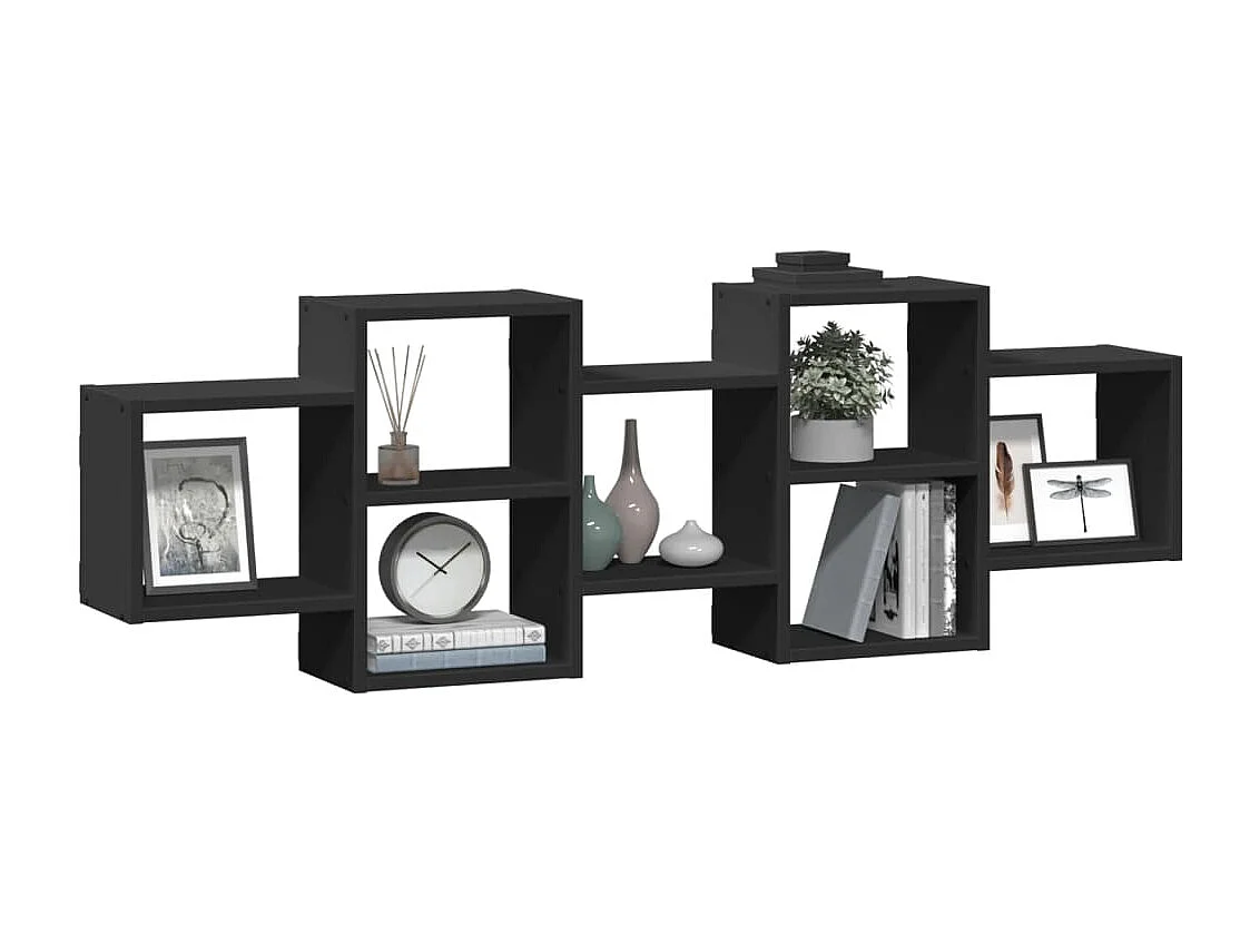 Étagère murale noir 129x18x42 cm bois d'ingénierie