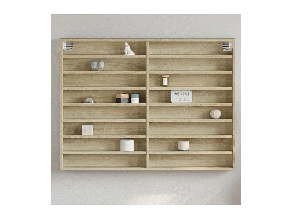 Vitrinekast 100x8,5x75 cm bewerkt hout sonoma eikenkleurig