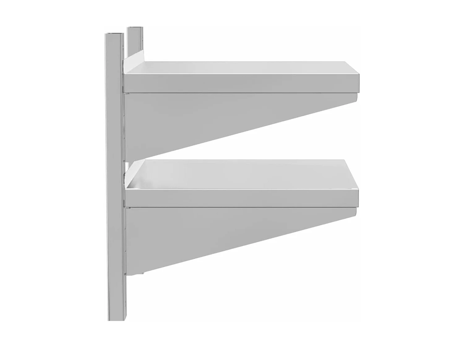 Mensola Muro 2 Ripiani 50x40x60cm Argento Acciaio Inossidabile