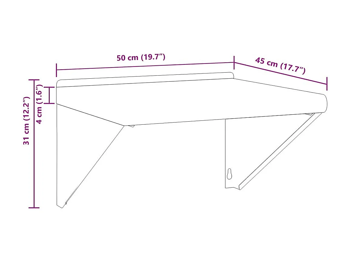 Supports d'étagères 4 pcs 23,5x2,5x15,5cm noir acier inoxydable