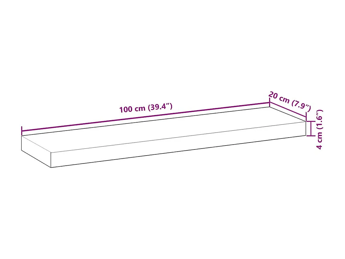 Schweberegale 2 Stk. 100x20x4 cm Massivholz Akazie Ölbehandelt