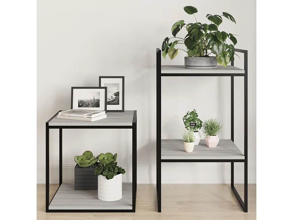 Estantes pared 4 uds madera ingeniería gris Sonoma 40x40x1,5 cm