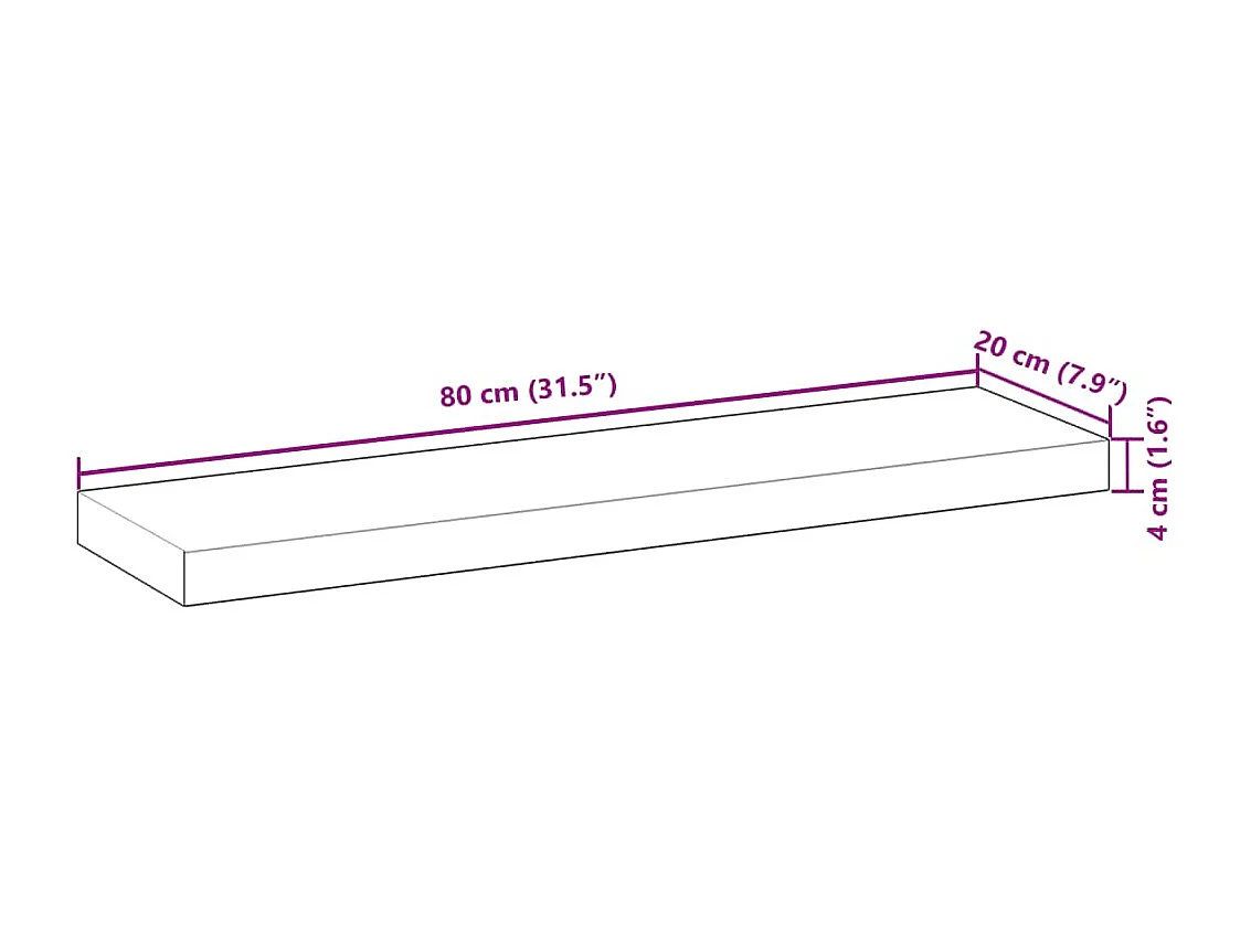 Prateleiras flutuantes 2pcs 80x20x4cm acácia maciça não tratada