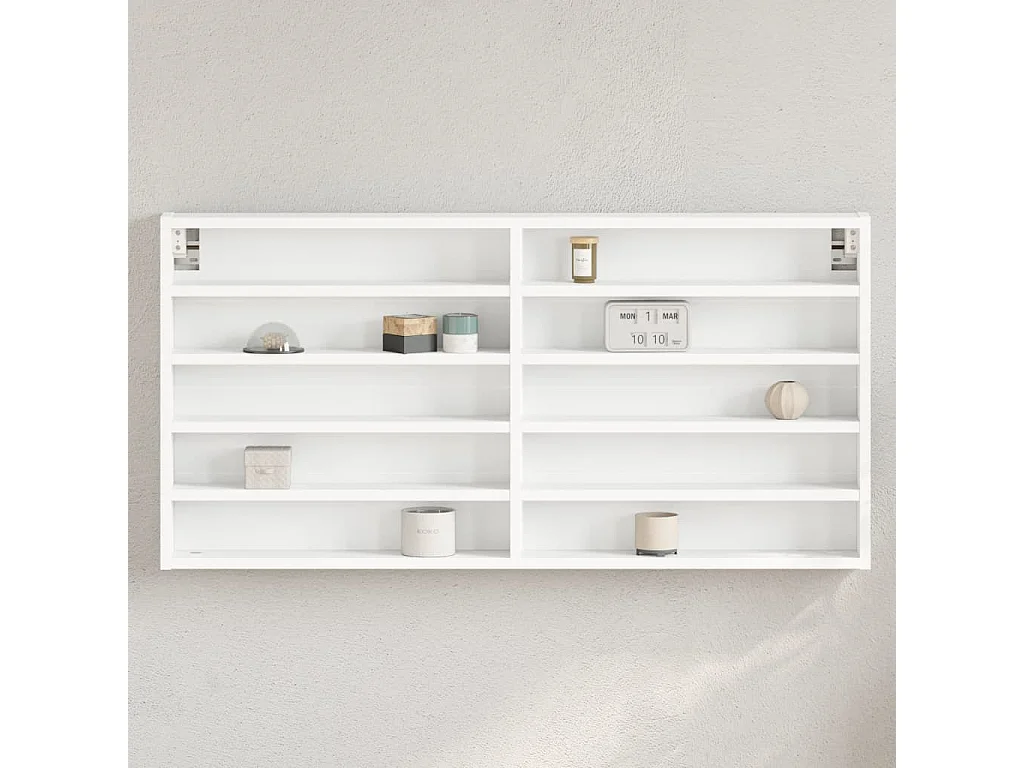 Vitrina de madera de ingeniería blanca 100x8,5x50 cm