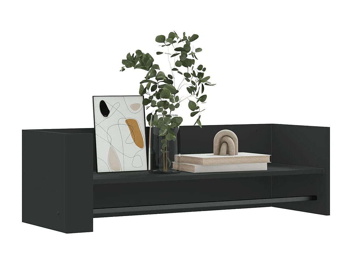 Scaffale a Parete Nero 100x35x30,5 cm in Legno Multistrato