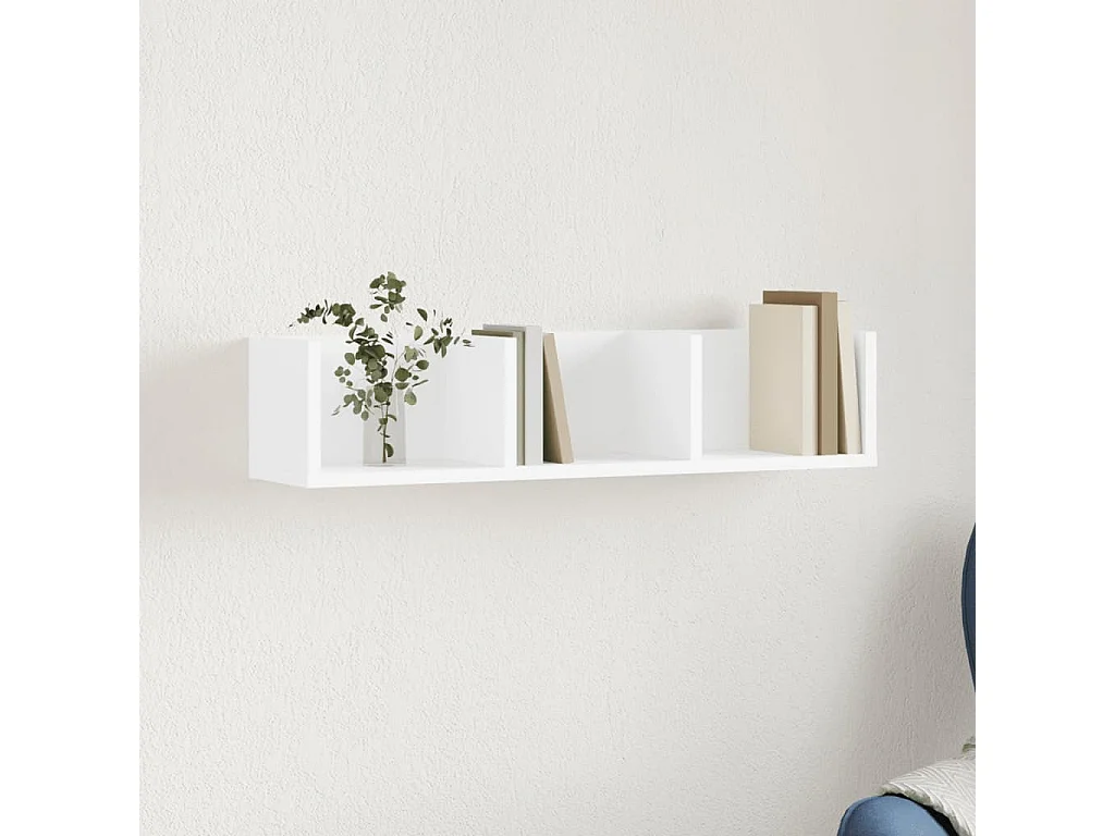 Wandkast 75x18x16,5 cm bewerkt hout wit