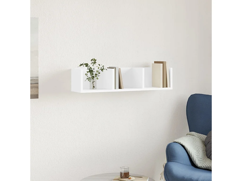 Wandkast 75x18x16,5 cm bewerkt hout wit