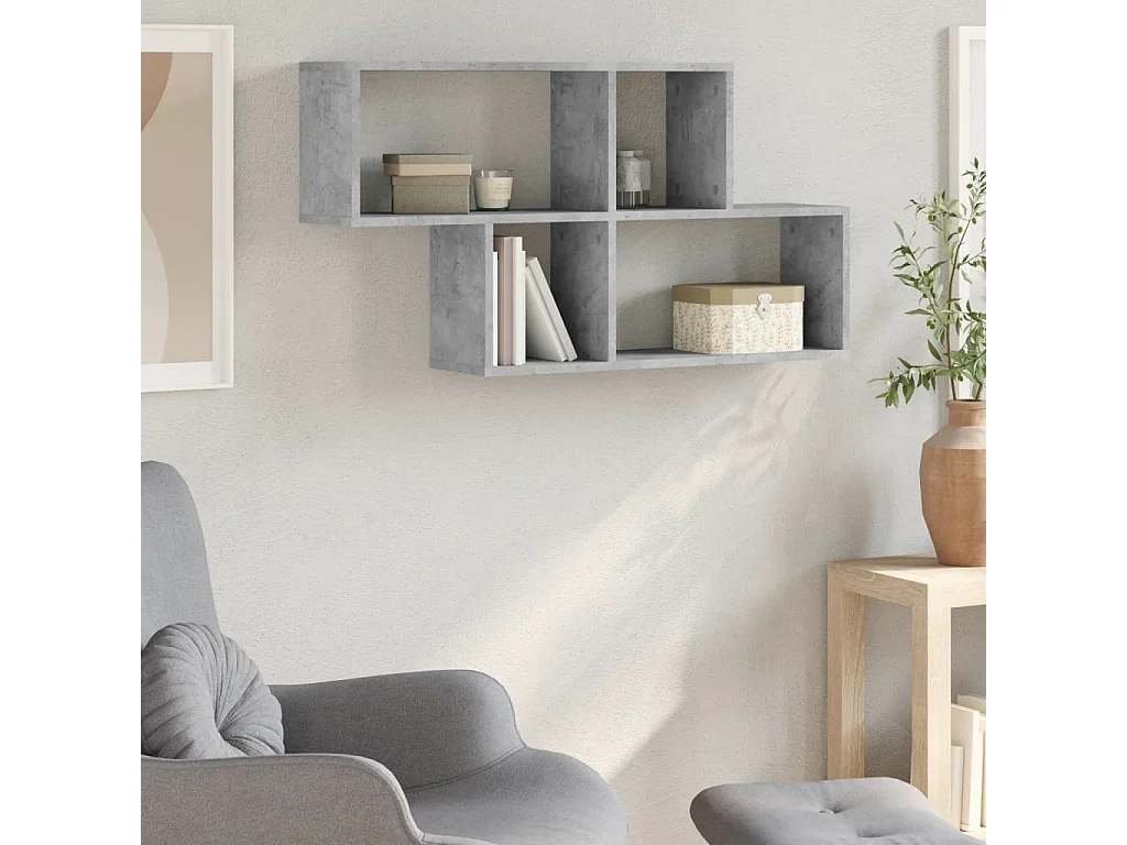 Estante de parede 100x20x53 cm derivados madeira cinza cimento