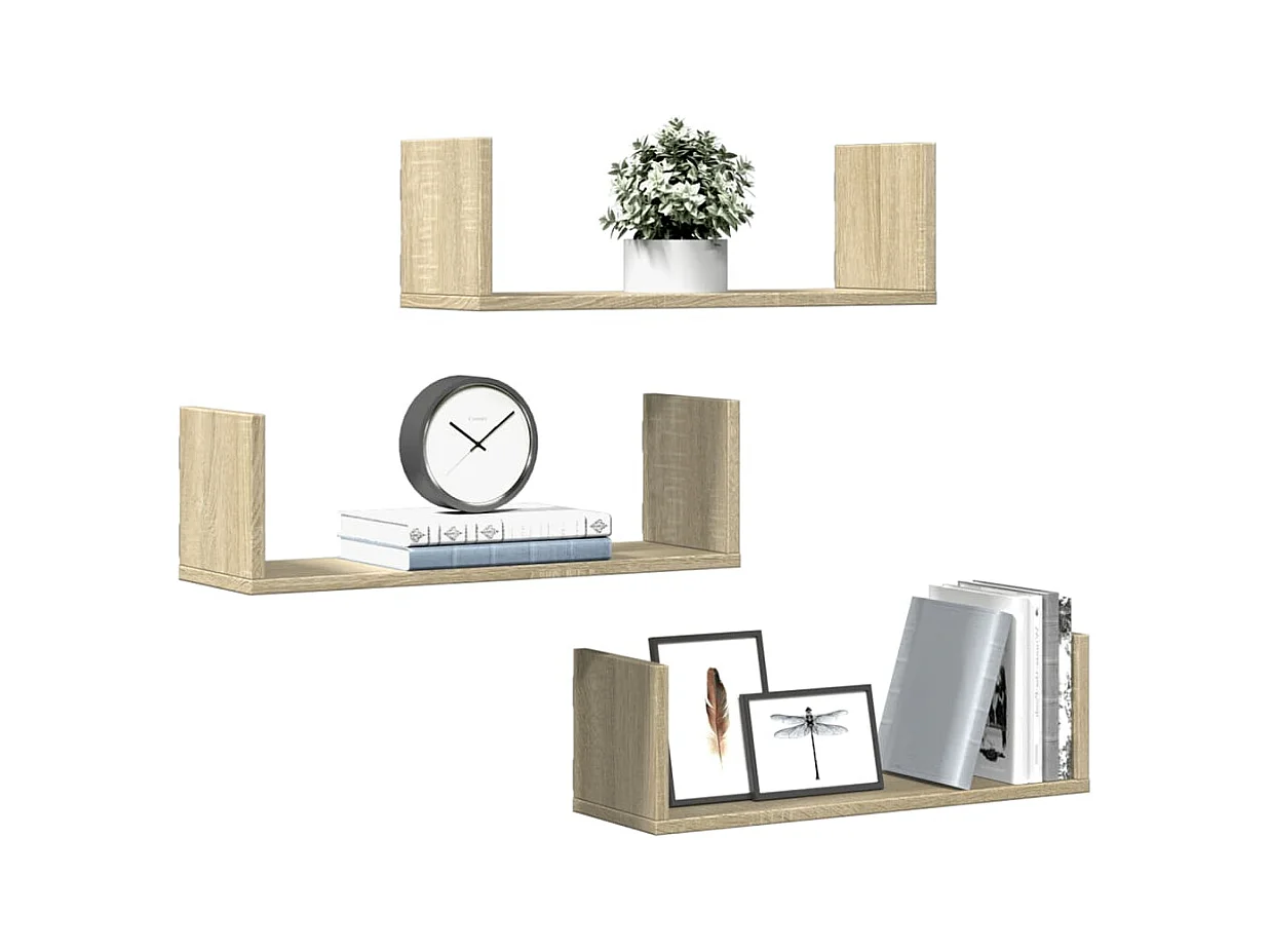 Wandregale 3 Stk. Sonoma-Eiche 58x18x18 cm Holzwerkstoff