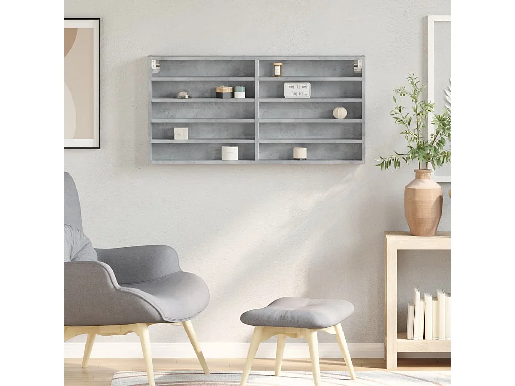 Armário vitrine 100x8,5x50cm derivados de madeira cinza cimento