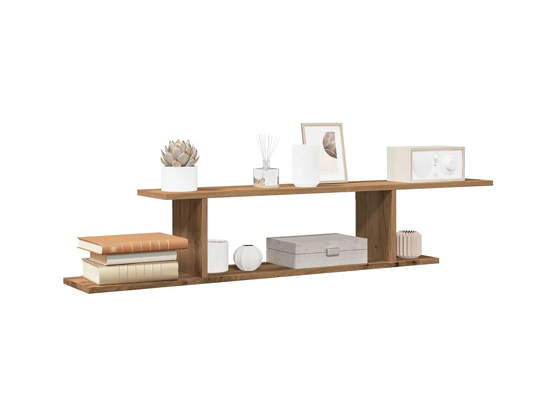Étagère TV murale chêne artisanal 125x18x23cm bois d'ingénierie