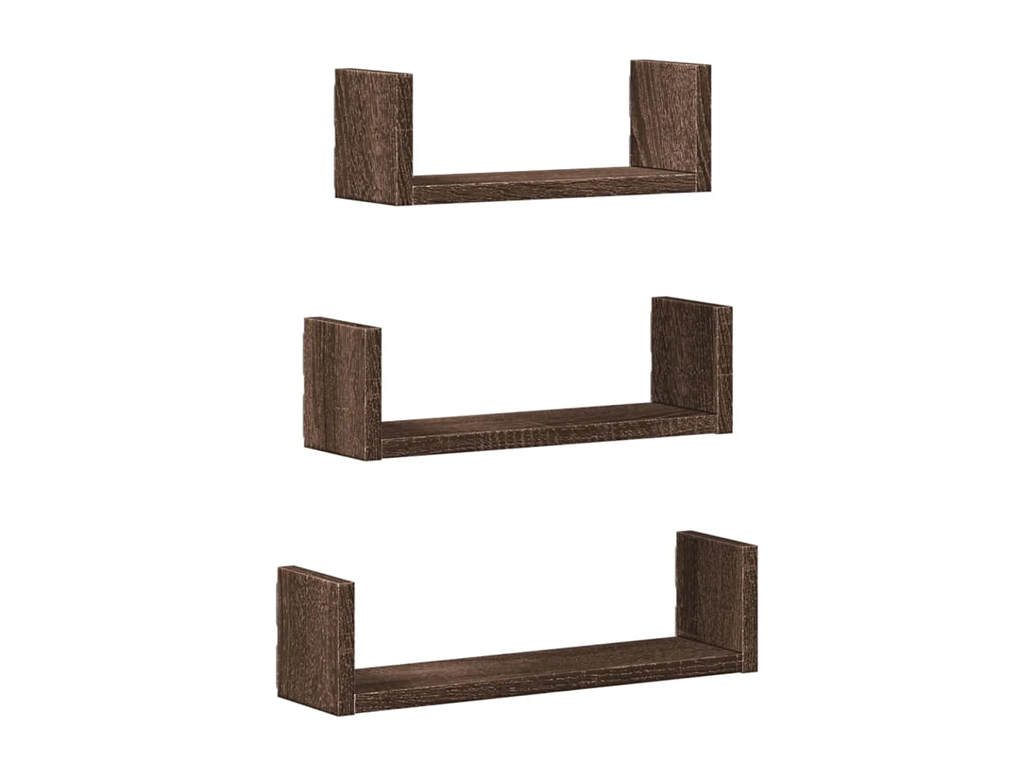 Prateleiras de parede 3 pcs derivados madeira carvalho castanho