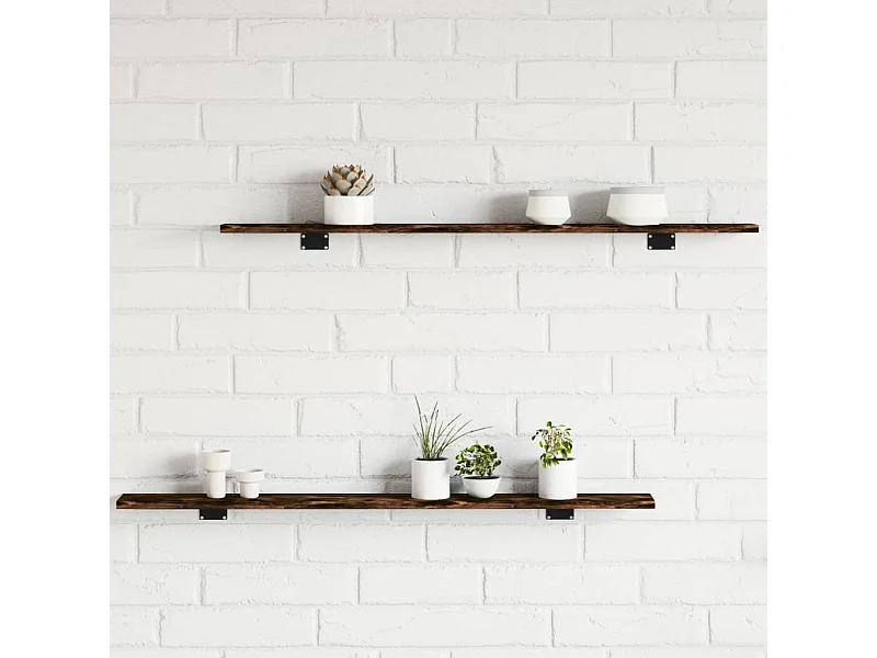 Estantes pared 4 uds madera ingeniería roble humo 100x10x1,5 cm