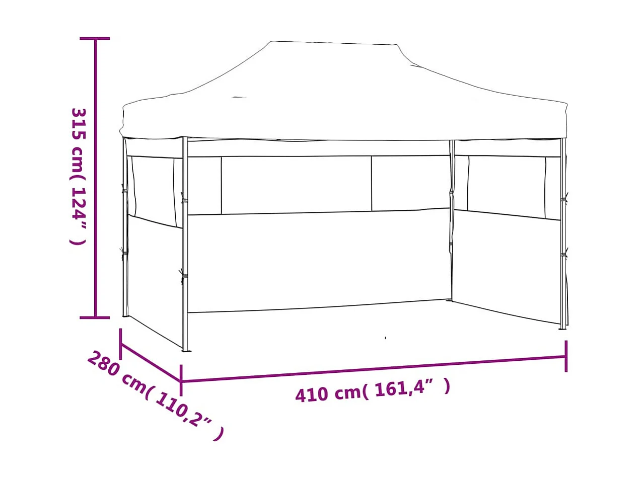 Gazebo Professionale Pieghevole con 3 Pareti 3x4m Acciaio Blu