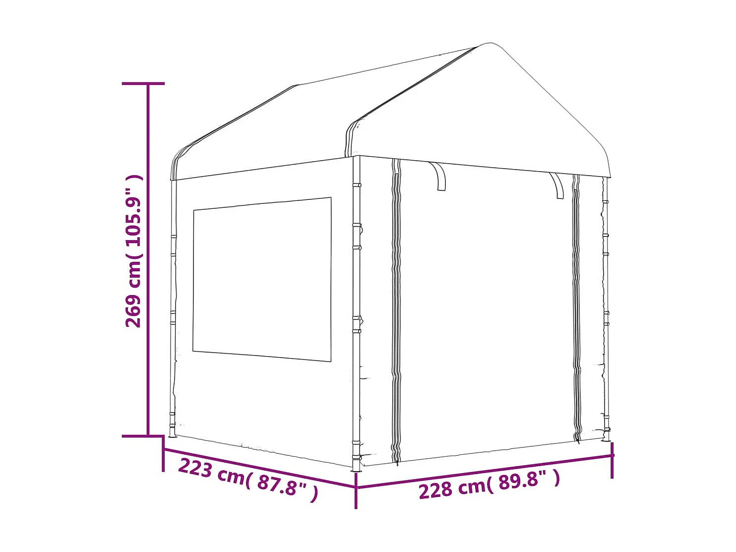 Belvédère avec toit blanc 20,07x2,28x2,69 m polyéthylène
