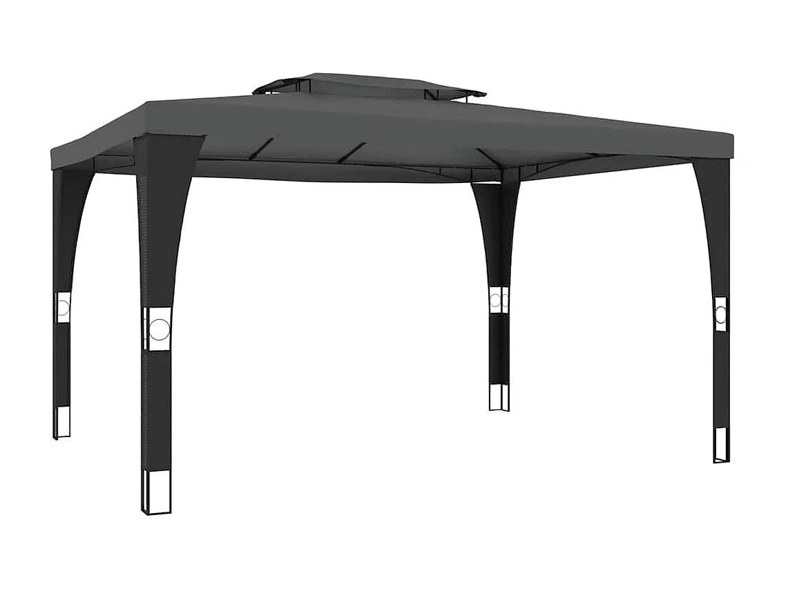 Tonnelle à double toit anthracite 3,98x2,98 m acier
