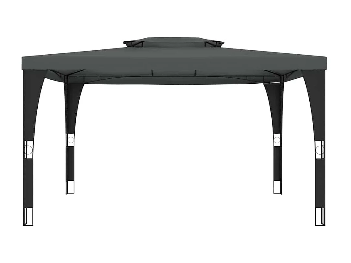 Tonnelle à double toit anthracite 3,98x2,98 m acier