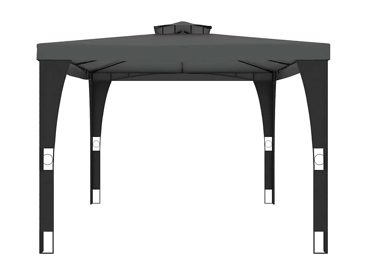 Tonnelle à double toit anthracite 3,98x2,98 m acier