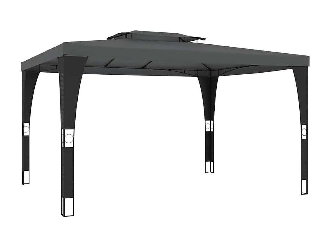 Tonnelle à double toit anthracite 3,98x2,98 m acier