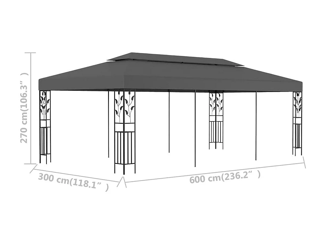 Cenador gris antracita 3x6 m