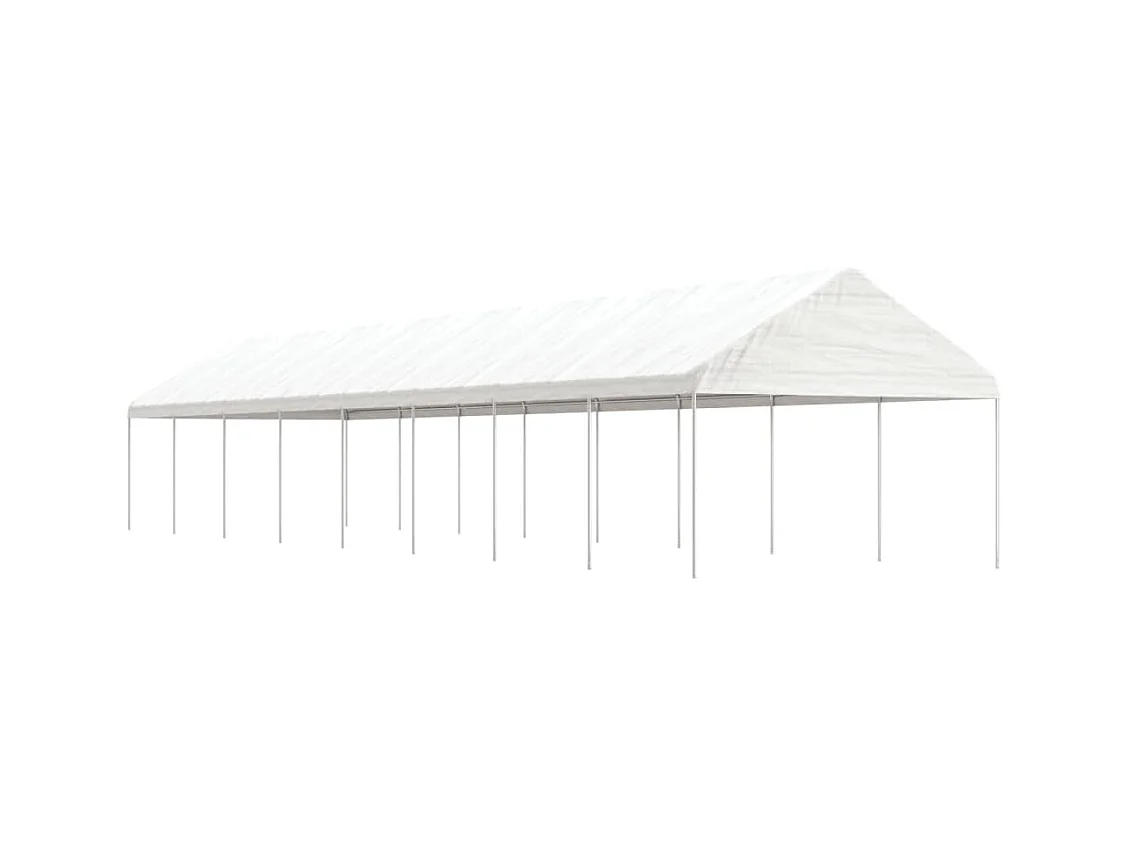 Prieel met dak 17,84x4,08x3,22 m polyetheen wit