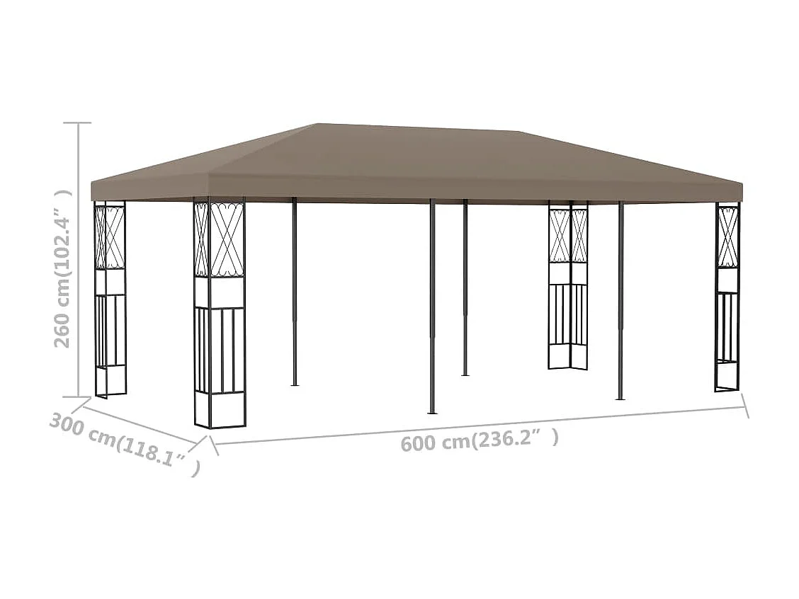 Belvédère 6x3 m Taupe Tissu