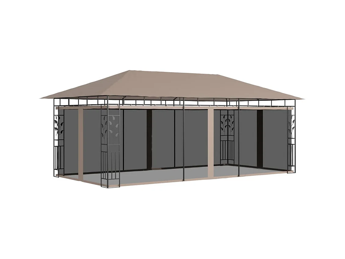 Pavillon mit Moskitonetz 6x3x2,73 m Taupe 180 g/m²