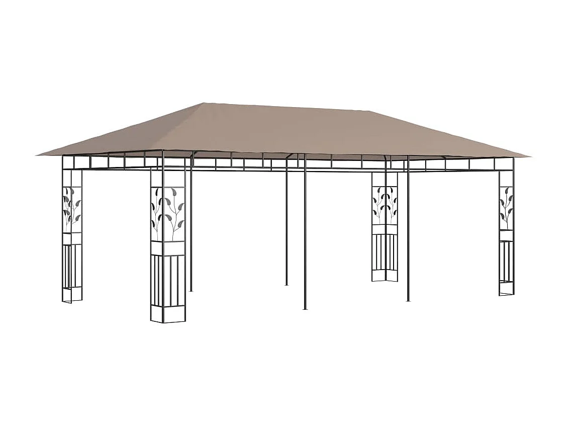Cenador con mosquitera gris taupe 6x3x2,73 m 180 g/m²