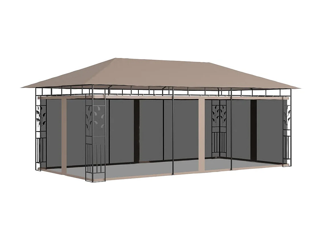 Belvédère avec moustiquaire 6x3x2,73 m Taupe 180 g/m²