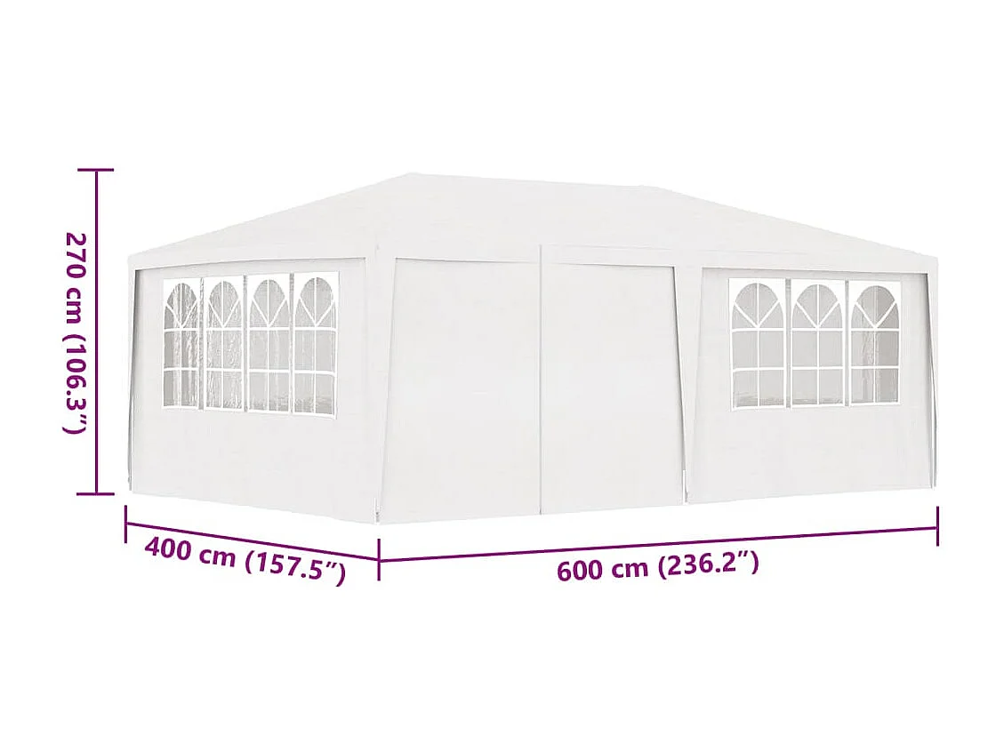 Tente de réception et parois latérales 4x6 m Blanc 90 g/m²