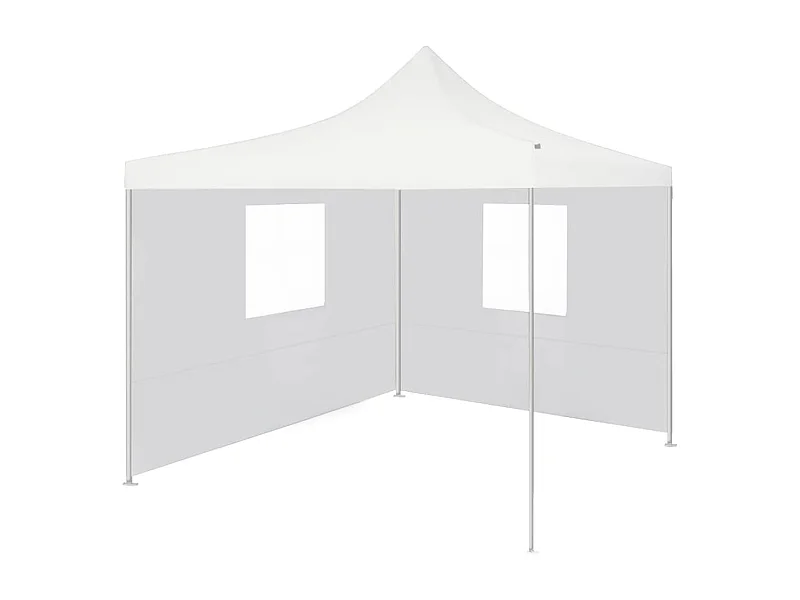 Tente de réception pliable avec 2 parois 3x3 m Acier Blanc