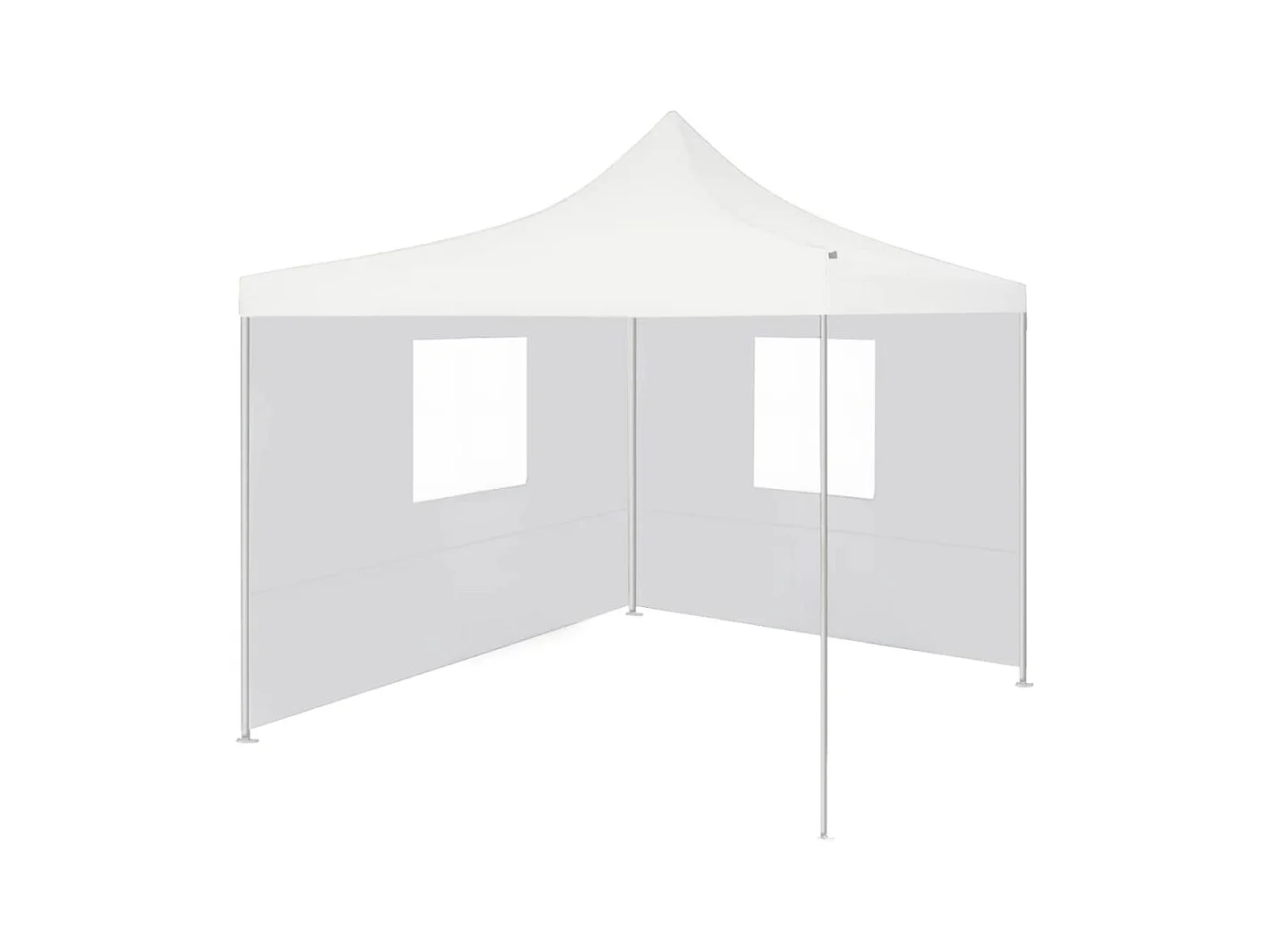 Tente de réception pliable avec 2 parois 3x3 m Acier Blanc