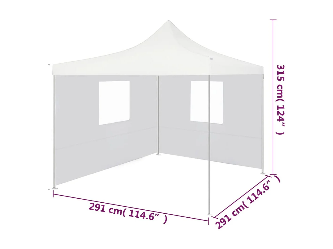 Tente de réception pliable avec 2 parois 3x3 m Acier Blanc