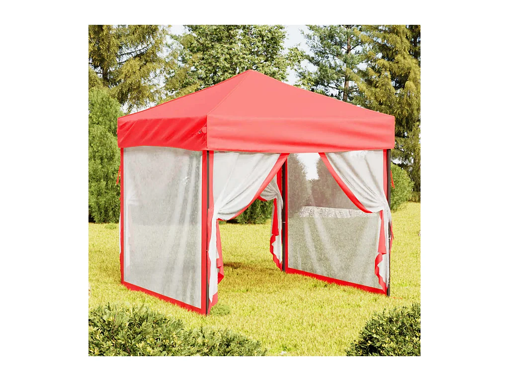 Tente de réception pliable avec parois Rouge 2x2 m
