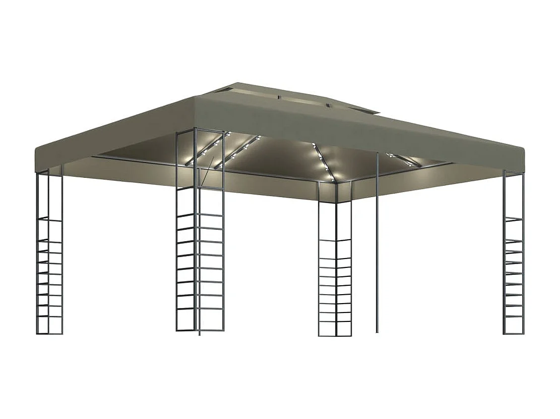 Carpa cenador de jardín con tira de luz LED 3x4m taupé 180 g/m²