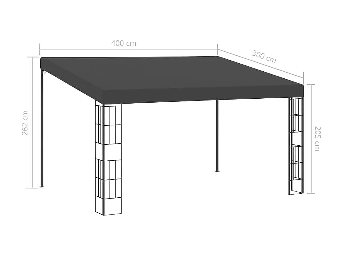 Cenador con montaje en la pared tela gris antracita 3x4 m