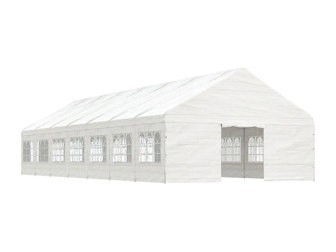 Gazebo con Tetto Bianco 15,61x5,88x3,75 m in Polietilene