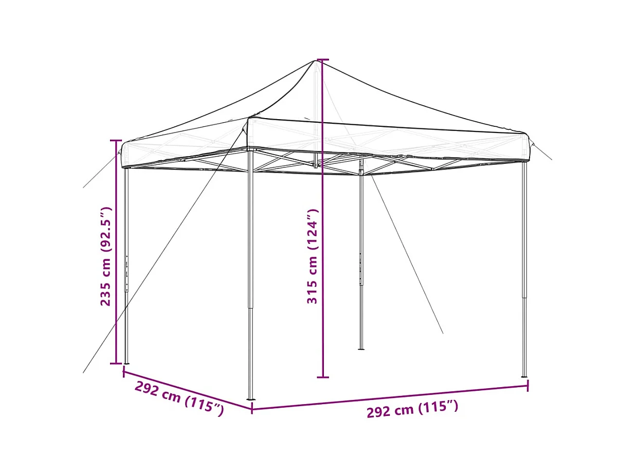 Tente de réception pliable escamotable marron 292x292x315 cm