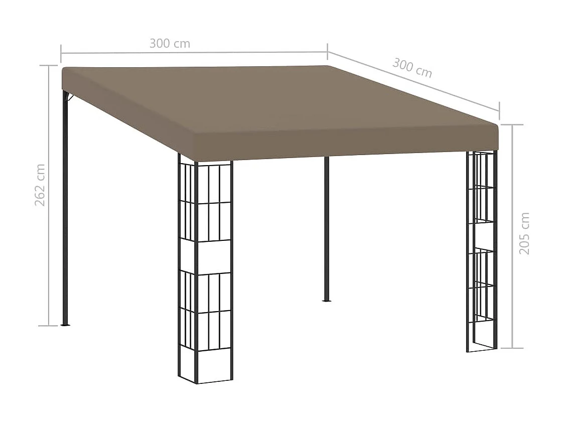 Wand-Pavillon 3x3 m Taupe Stoff