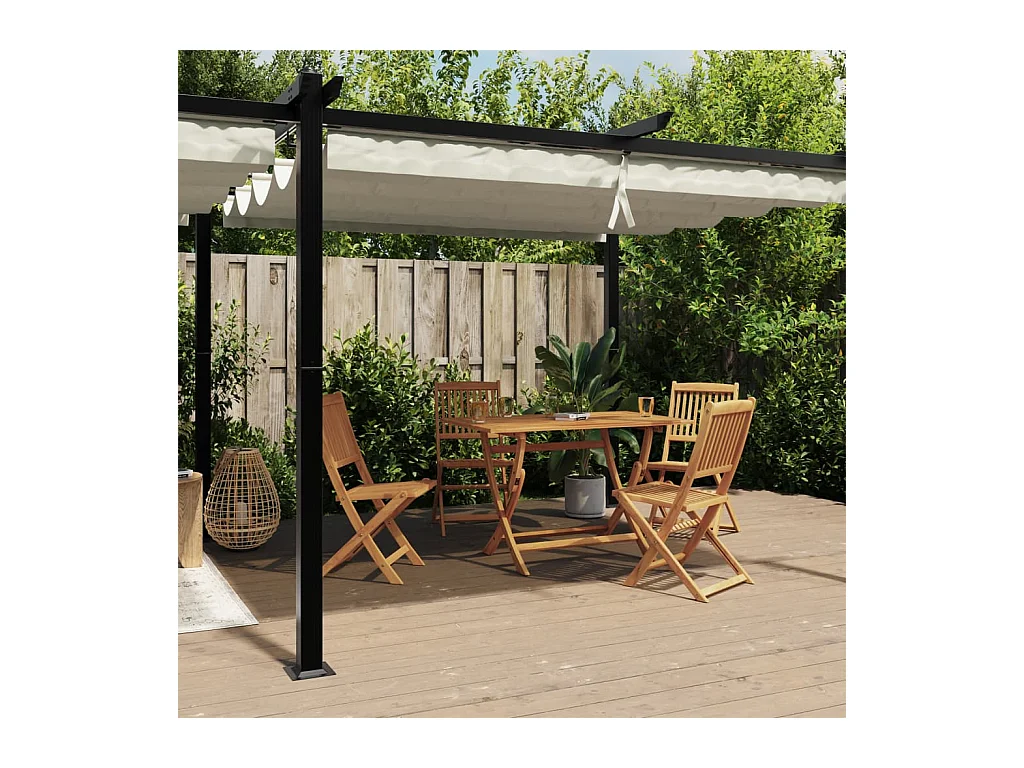 Gazebo da Giardino con Tetto Retrattile Crema 3x6m in Alluminio